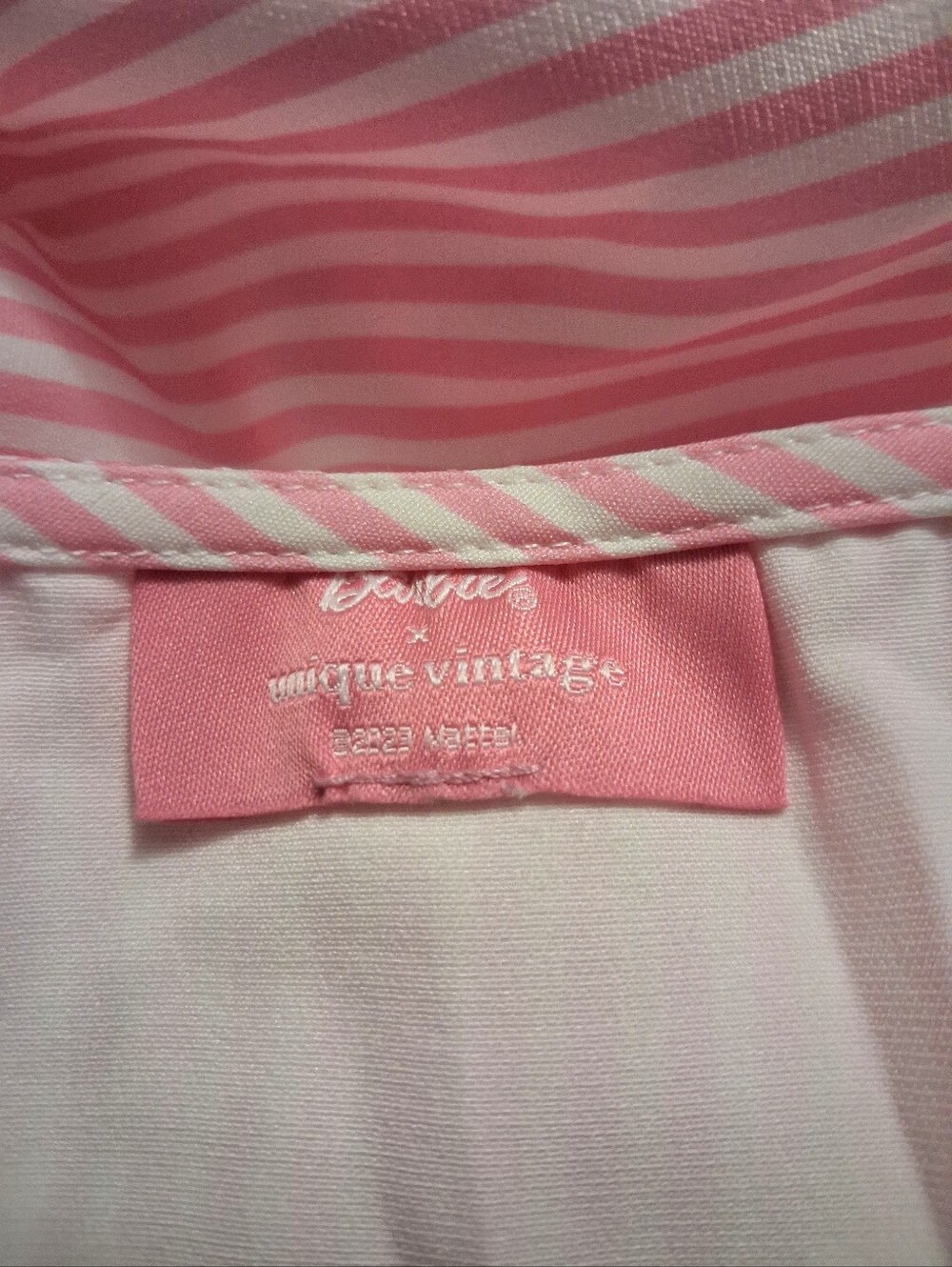 Hey BARBIE!! Pink Retro Button-Front Sundress with White Waist - Picture 5 of 6